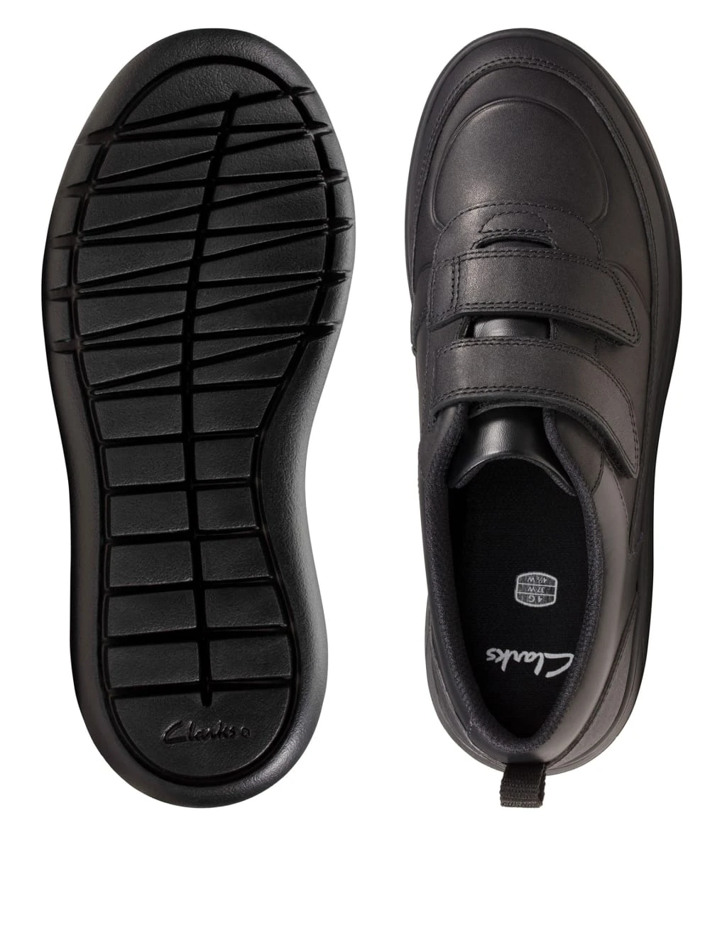 Clarks Kids' Leather Riptape School Shoes (Youth Size 3-9) 4 Clarks Kids' Leather Riptape School Shoes (Youth Size 3-9) - Image 2