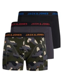 Jack & Jones Junior 3pk Cotton With Stretch Camouflage Trunks (8-16 Yrs)