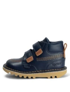 Kickers Kids' Leather Riptape Ankle Boots (7 Small - 12 Small)