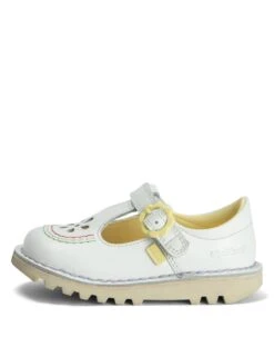 Kickers Kids' Leather Flower T-Bar Shoes (7 Small - 12 Small)
