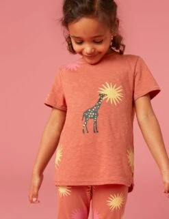 WHITE STUFF Pure Cotton Giraffe Print T-Shirt (3-10 Yrs)