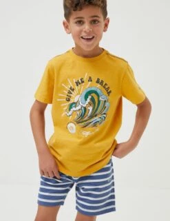 Pure Cotton Wave Print T-Shirt (3-13 Yrs)