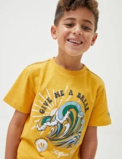 Pure Cotton Wave Print T-Shirt (3-13 Yrs) -School Uniform Store SD 10 T94 4011 R0 X EC 2