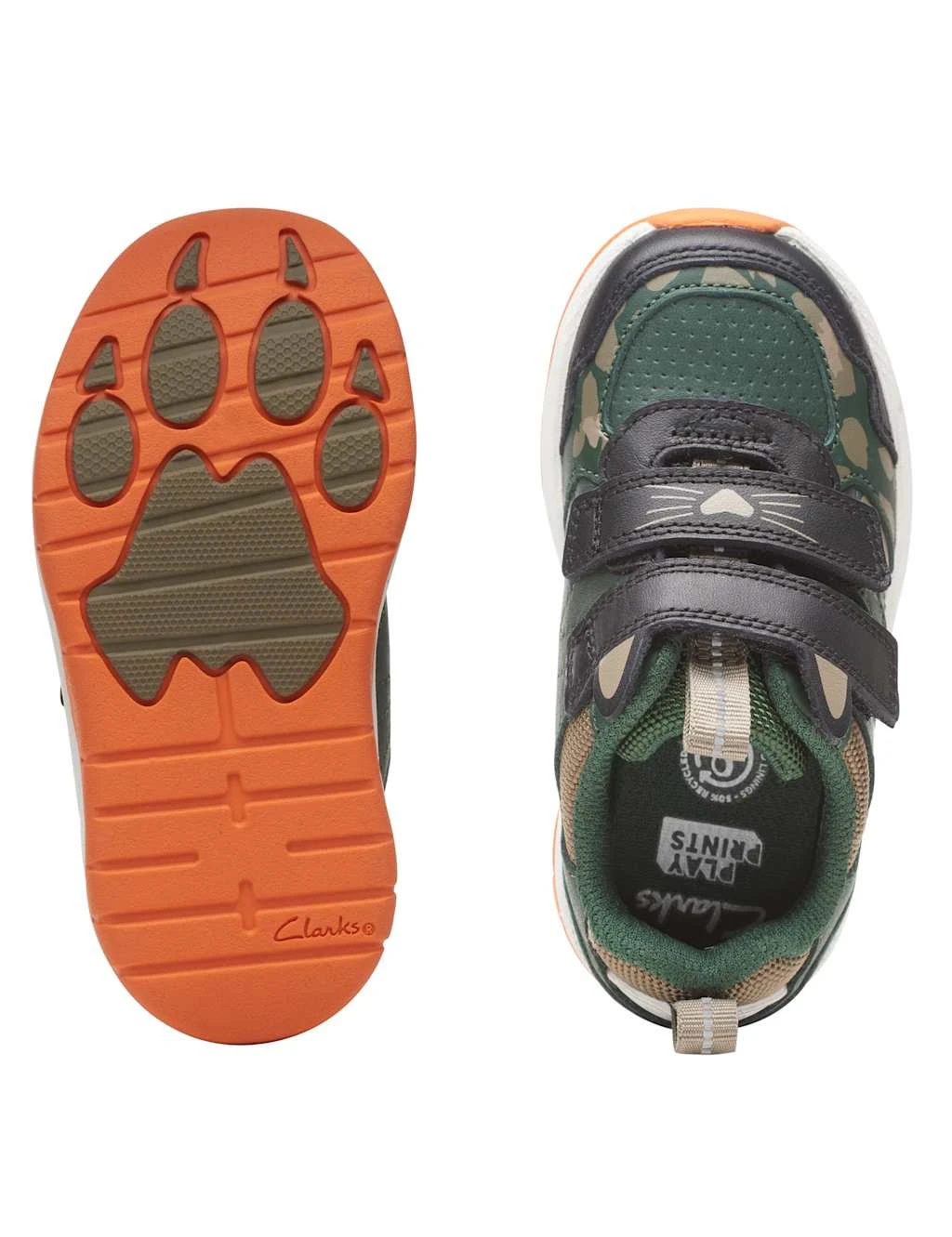 Clarks Kids' Leather Animal Print Riptape Trainers ( 4 Small - 6.5 Small) 4 Clarks Kids' Leather Animal Print Riptape Trainers ( 4 Small - 6.5 Small) - Image 2