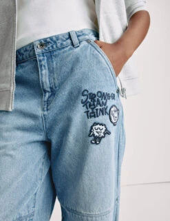 The Doodle Boy Pure Cotton Relaxed Slogan Jeans (4-16 Yrs) -School Uniform Store The Doodle Boy Pure Cotton Relaxed Slogan Jeans 4 16 Yrs 1 2