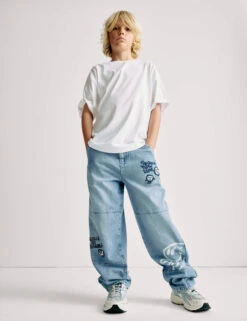The Doodle Boy Pure Cotton Relaxed Slogan Jeans (4-16 Yrs) -School Uniform Store The Doodle Boy Pure Cotton Relaxed Slogan Jeans 4 16 Yrs 1 3