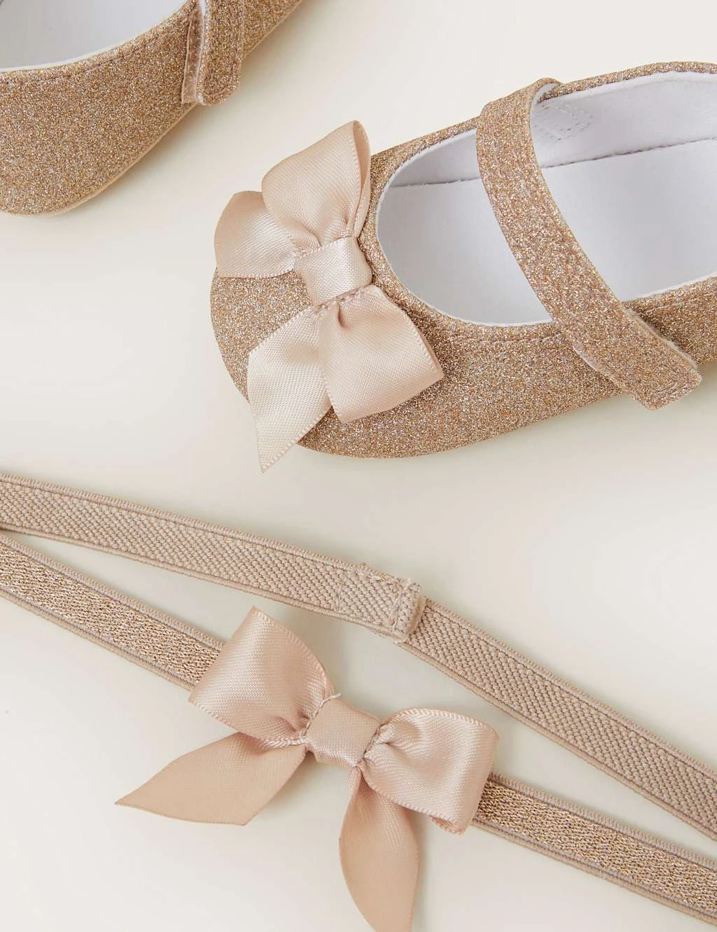 MONSOON Baby Glitter Ballet Pumps & Headband (0-18 Mths) 5 MONSOON Baby Glitter Ballet Pumps & Headband (0-18 Mths) - Image 3