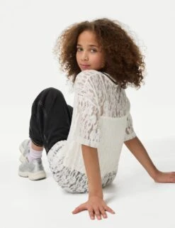 Cotton Blend Lace Print Top (6-16 Yrs) 20 Cotton Blend Lace Print Top (6-16 Yrs) -School Uniform Store cotton blend lace print top 6 16 yrs 1 6