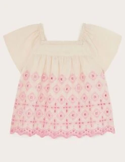 MONSOON Cotton Rich Broderie Top (3-13 Yrs) -School Uniform Store cotton rich broderie top 3 13 yrs 1 7