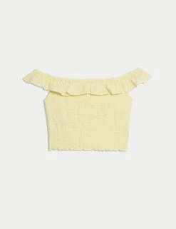 Cotton Rich Frill Bardot Top (6-16 Yrs) -School Uniform Store cotton rich frill bardot top 6 16 yrs 1 11