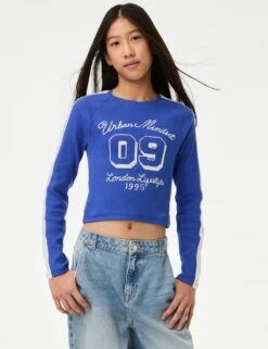 Cotton Rich Graphic Ribbed Top (6-16 Yrs) 40 Cotton Rich Graphic Ribbed Top (6-16 Yrs) -School Uniform Store cotton rich graphic ribbed top 6 16 yrs 1 16