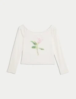 Cotton Rich Rose Graphic Bardot Top (6-16 Yrs) -School Uniform Store cotton rich rose graphic bardot top 6 16 yrs 1 9