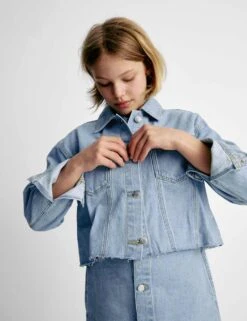 Cropped Denim Jacket (6-16 Years) -School Uniform Store cropped denim jacket 6 16 years 1 9