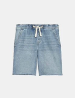 Denim Elasticated Waist Frayed Shorts (6-16 Yrs) -School Uniform Store denim elasticated waist frayed shorts 6 16 yrs 1 10