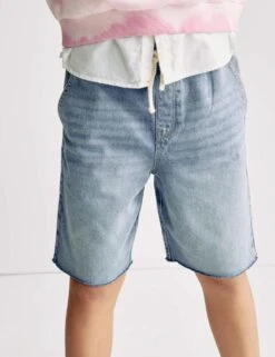 Denim Elasticated Waist Frayed Shorts (6-16 Yrs) -School Uniform Store denim elasticated waist frayed shorts 6 16 yrs 1 11