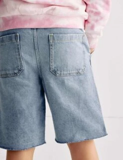 Denim Elasticated Waist Frayed Shorts (6-16 Yrs) -School Uniform Store denim elasticated waist frayed shorts 6 16 yrs 1 6