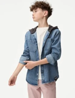 Denim Hooded Shacket (6-16 Yrs) -School Uniform Store denim hooded shacket 6 16 yrs 1 5