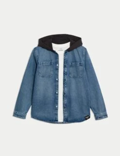 Denim Hooded Shacket (6-16 Yrs) -School Uniform Store denim hooded shacket 6 16 yrs 1 6