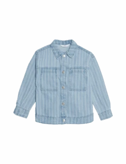 Denim Striped Shacket (2-16 Yrs) -School Uniform Store denim striped shacket 2 16 yrs