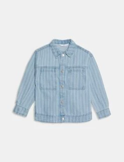 Denim Striped Shacket (2-16 Yrs) -School Uniform Store denim striped shacket 2 16 yrs 1 15