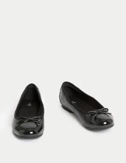 Kids' Leather Bow Ballet School Shoes (13 Small - 7 Large) -School Uniform Store kids leather bow ballet school shoes 13 small 7 large 1 7