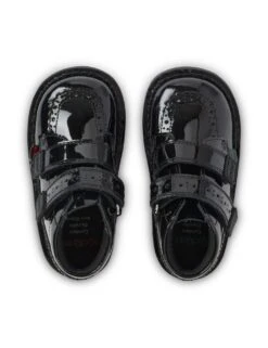Kickers Kids' Patent Riptape High Top Brogues (7 Small - 12 Small) -School Uniform Store kids patent riptape high top brogues 7 small 12 small 1 10