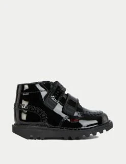 Kickers Kids' Patent Riptape High Top Brogues (7 Small - 12 Small) -School Uniform Store kids patent riptape high top brogues 7 small 12 small 1 7
