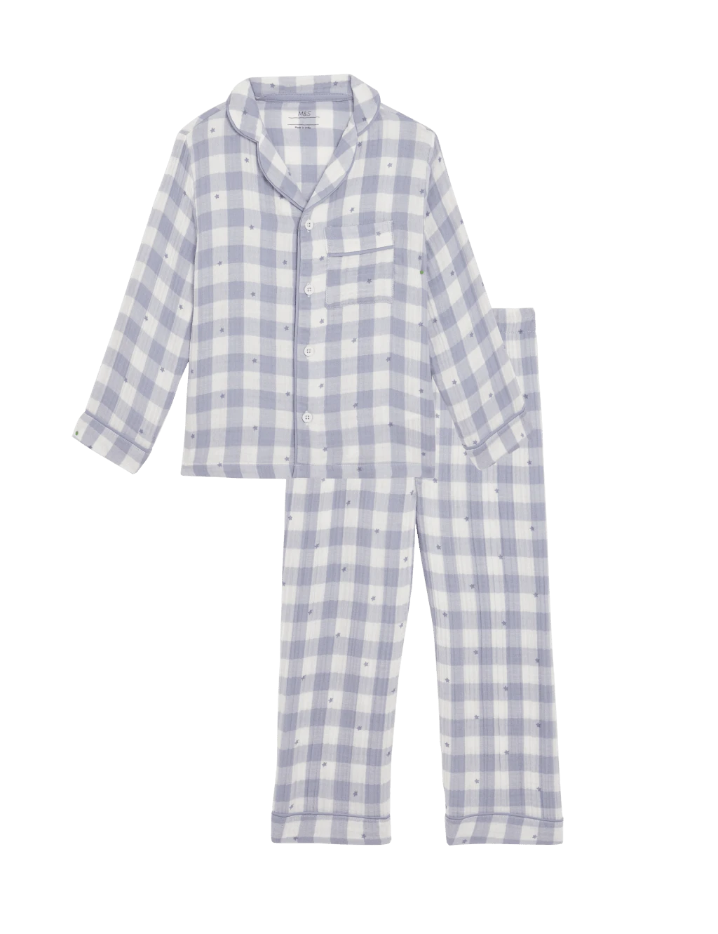 Pure Cotton Star Check Revere Pyjamas (1-8 Yrs) 4 Pure Cotton Star Check Revere Pyjamas (1-8 Yrs) - Image 2