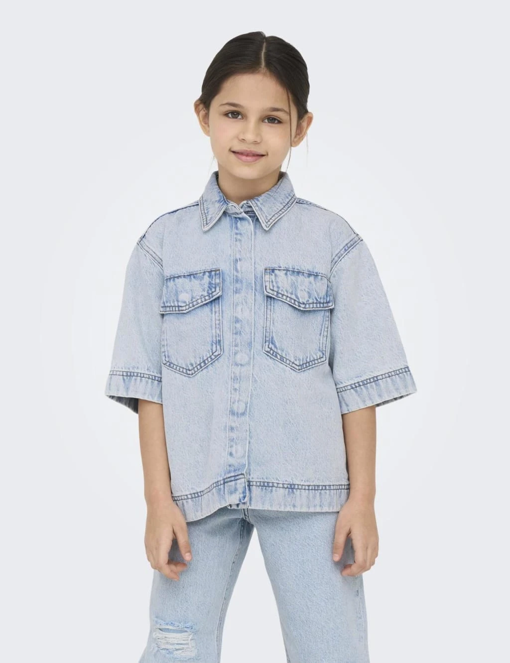 Pure Cotton Denim Denim Oversized Shirt (8-14 Yrs) 13 Pure Cotton Denim Denim Oversized Shirt (8-14 Yrs) - Image 11