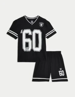 Pure Cotton NFL Raiders Pyjamas (6-16 Yrs) -School Uniform Store pure cotton nfl raiders pyjamas 6 16 yrs 1 2