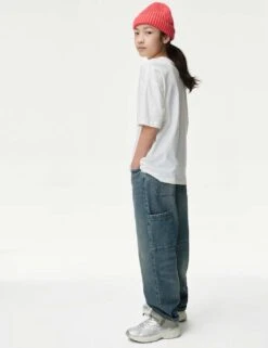 Pure Cotton Relaxed Jeans With Side Pocket (6-16 Yrs) -School Uniform Store pure cotton relaxed jeans with side pocket 6 16 yrs 1 2
