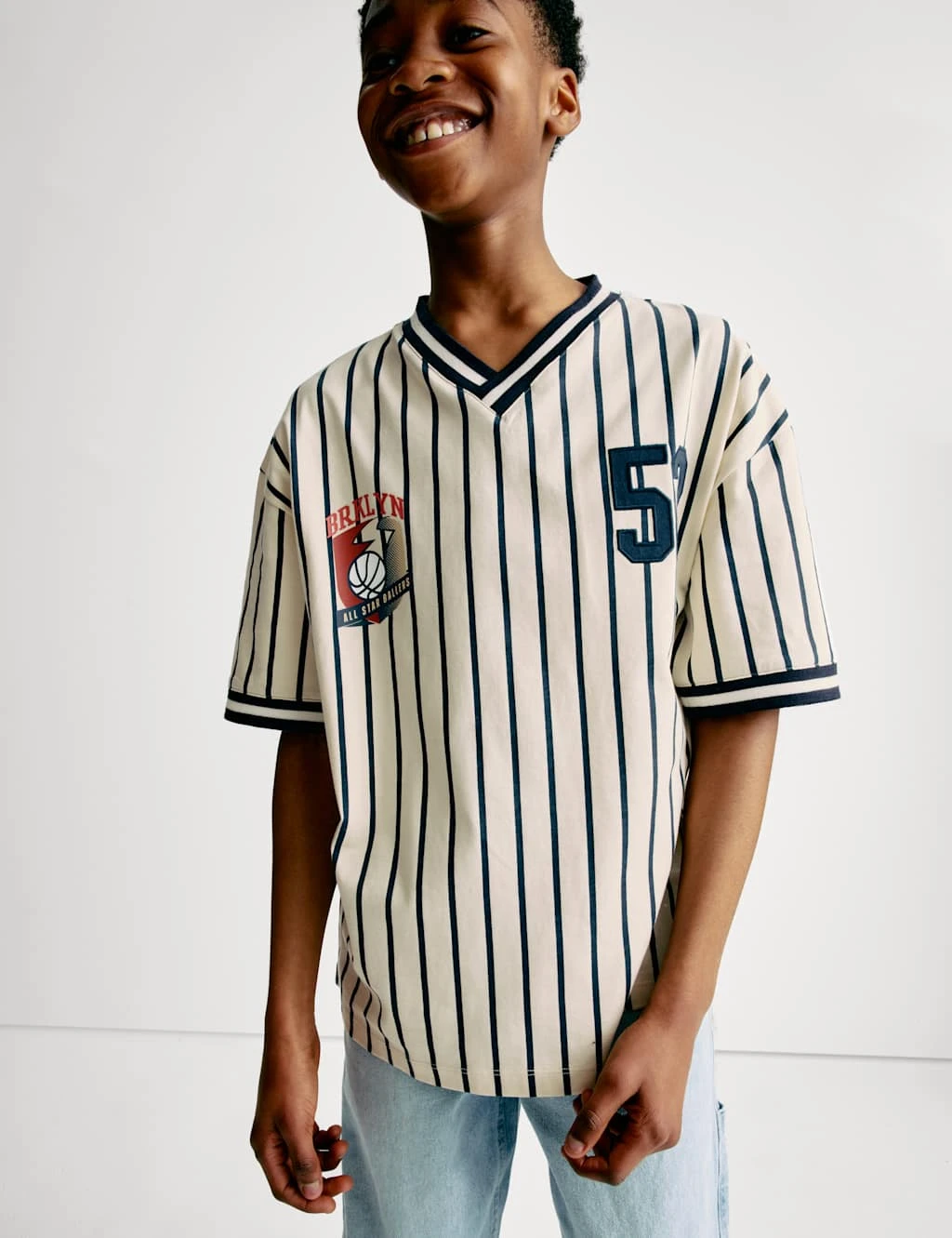 Pure Cotton Striped Baseball T-Shirt (6-16 Yrs) 15 Pure Cotton Striped Baseball T-Shirt (6-16 Yrs) - Image 13