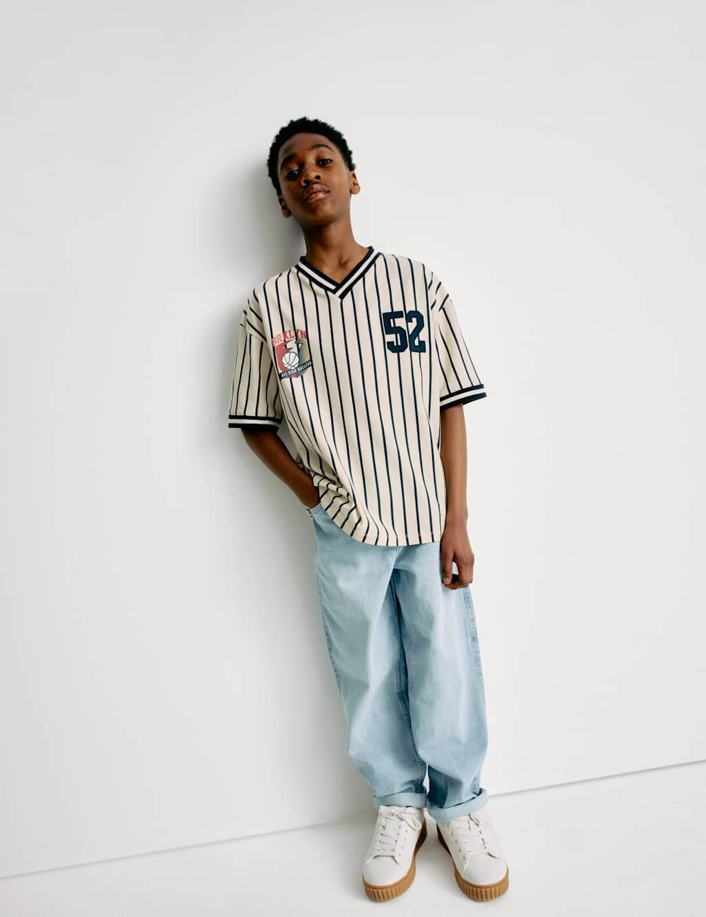 Pure Cotton Striped Baseball T-Shirt (6-16 Yrs) 16 Pure Cotton Striped Baseball T-Shirt (6-16 Yrs) - Image 14