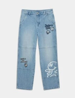 The Doodle Boy Pure Cotton Relaxed Slogan Jeans (4-16 Yrs) -School Uniform Store relaxed pure cotton slogan jeans 2 16 yrs