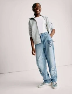 The Doodle Boy Pure Cotton Relaxed Slogan Jeans (4-16 Yrs) -School Uniform Store relaxed pure cotton slogan jeans 2 16 yrs 1 3